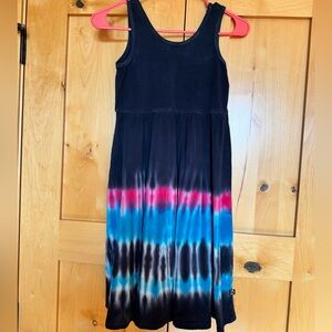 Rags Black Tie-Dye Tank Dress with Pink & Blue Accents